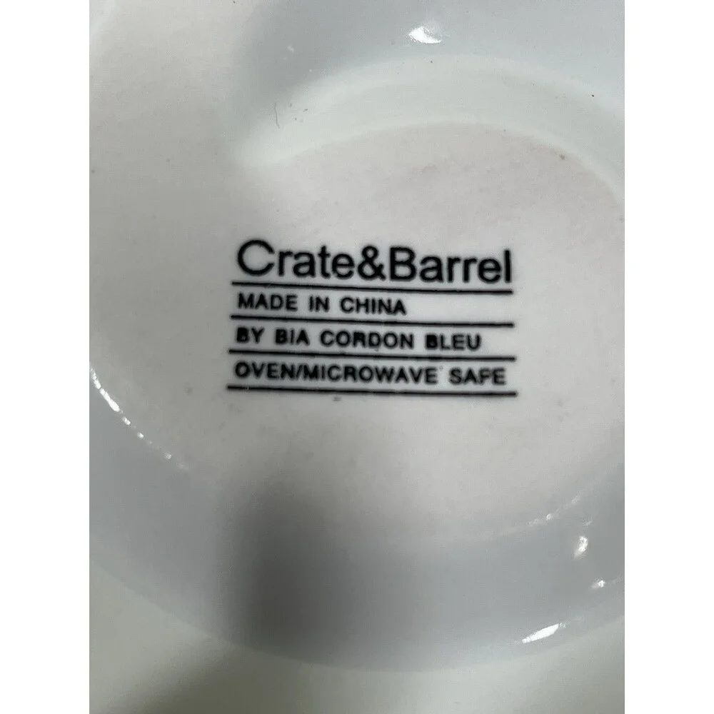 Crate & Barrel Porcelain White Swirl Appetizer Olive Dish by BIA Cordon Blue